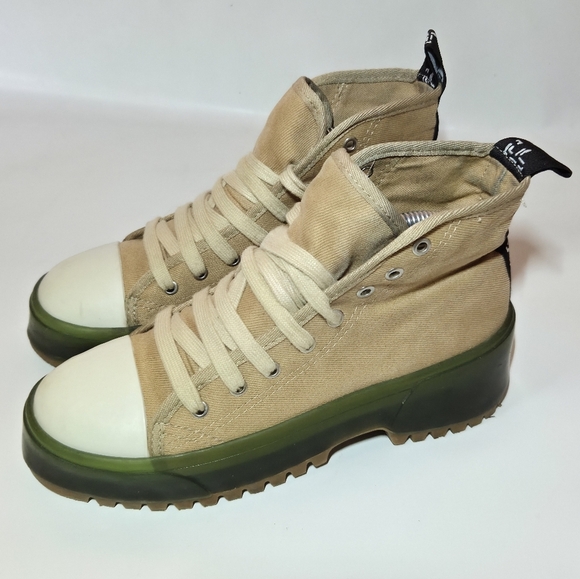 Zara Canvas Fabric High Top Platform Chunky Multicolor Sneakers Shoes Size EU 39 - Picture 4 of 15